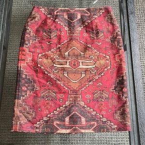 Tory Burch Silk Wool Aztec Print Skirt Sz 4